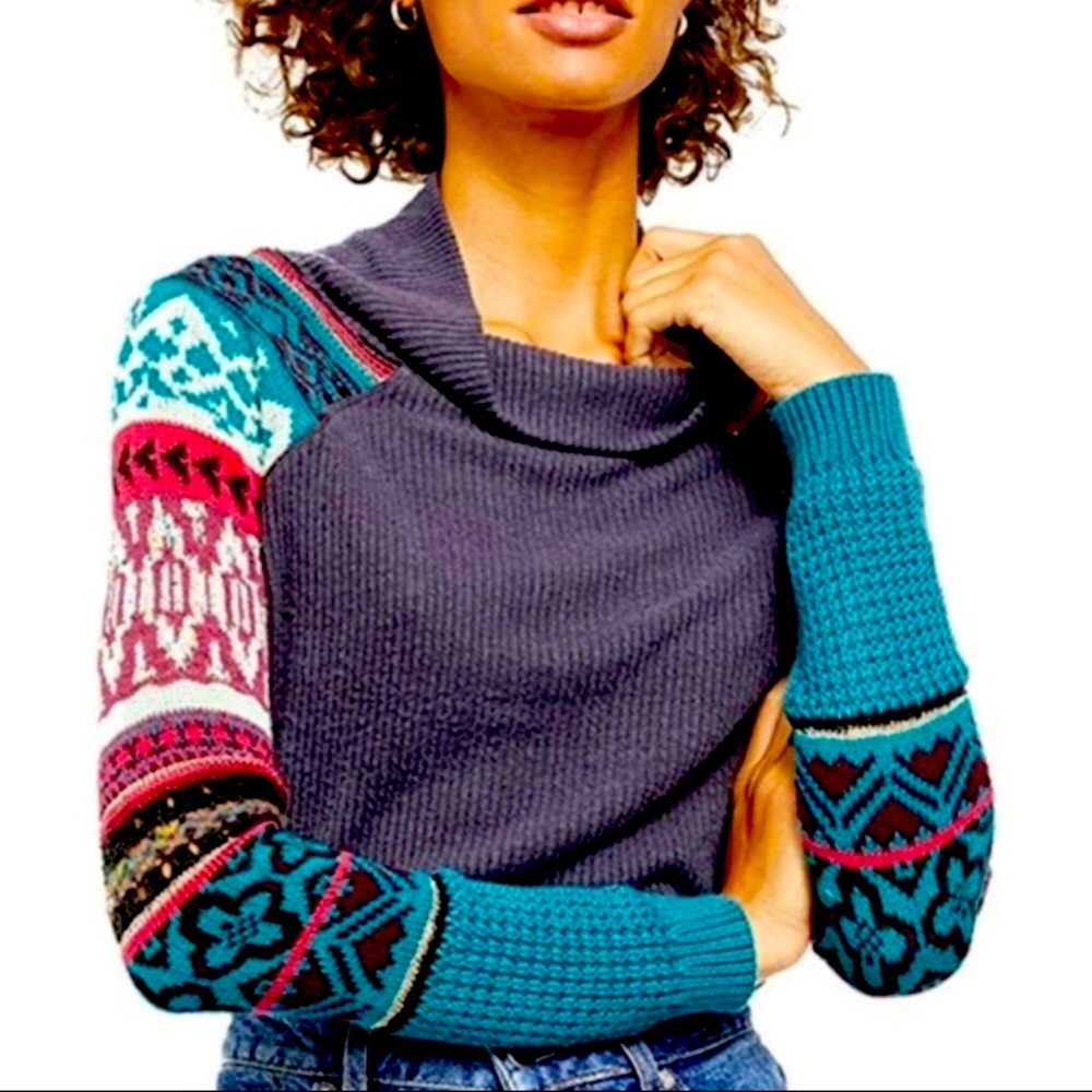 Free People Prism Cowl neck ribbed sweater